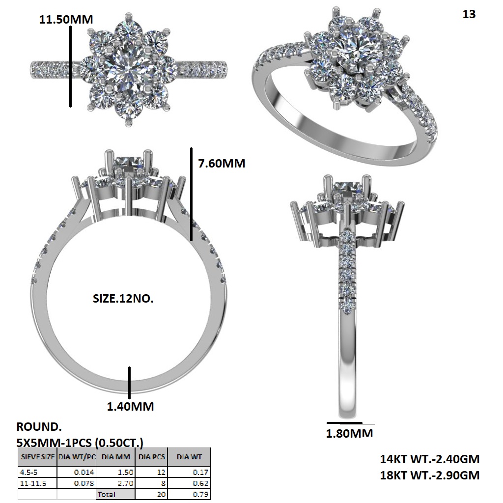 Floral Halo Diamond Ring – Yellow - Image 4
