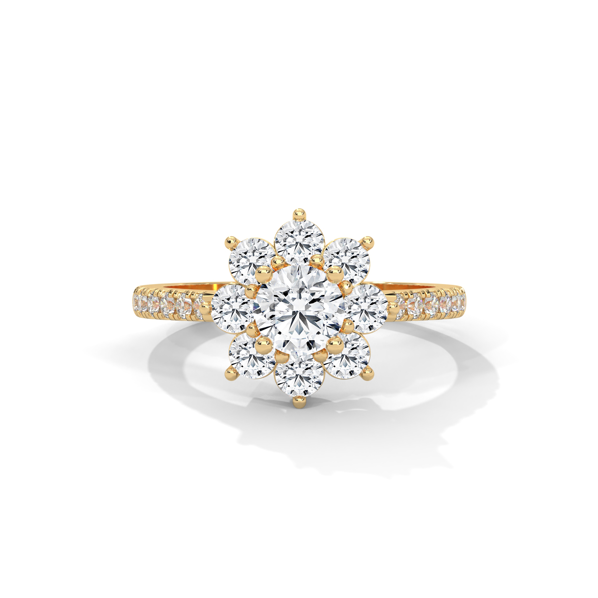 Floral Halo Diamond Ring – Yellow