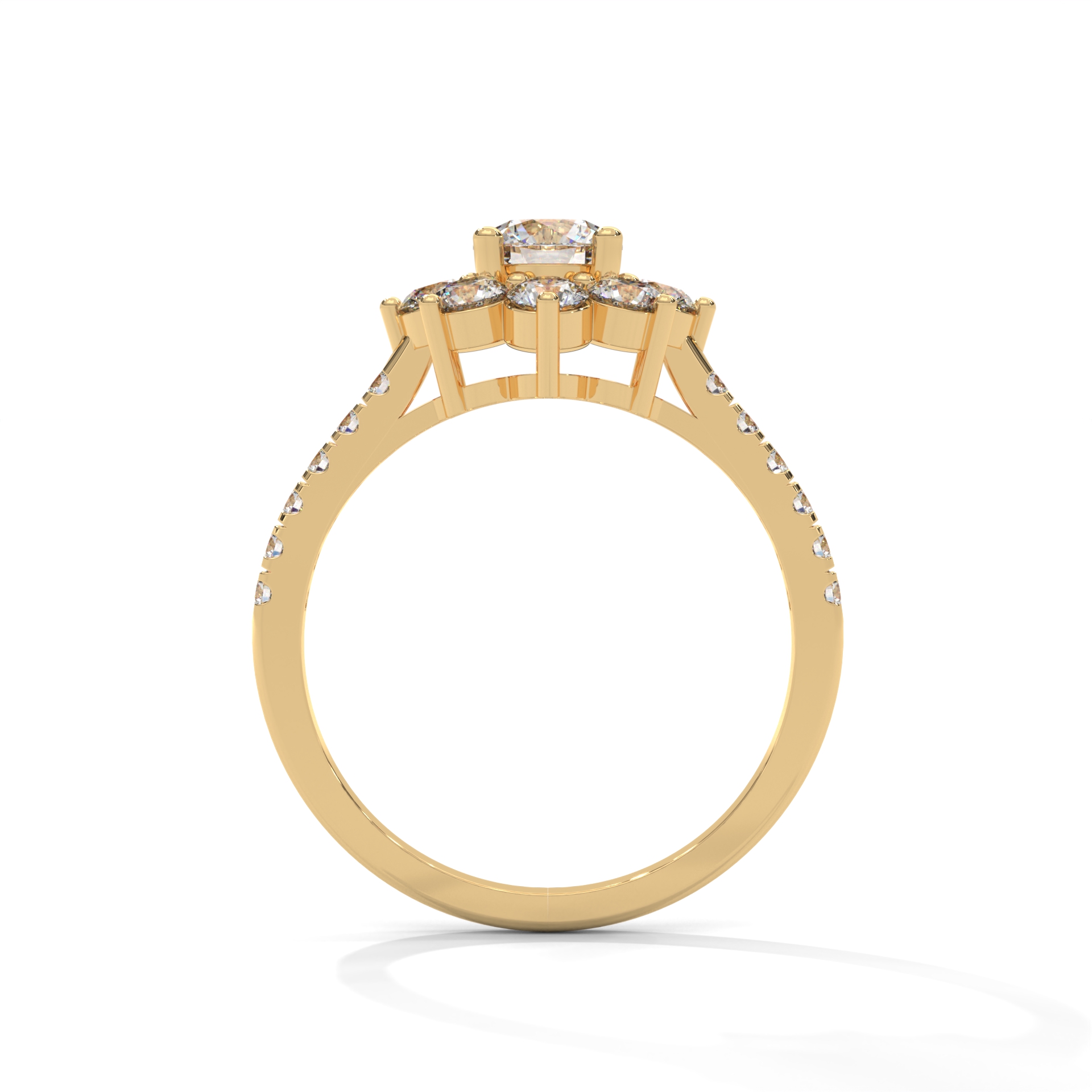 Floral Halo Diamond Ring – Yellow - Image 2