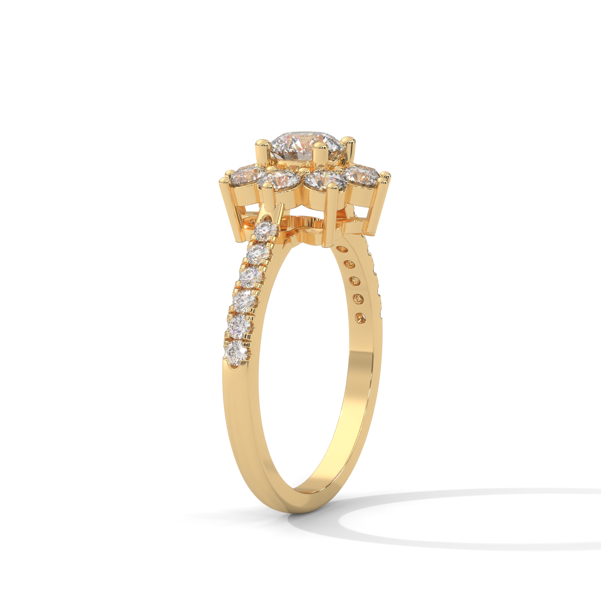 Floral Halo Diamond Ring – Yellow - Image 3