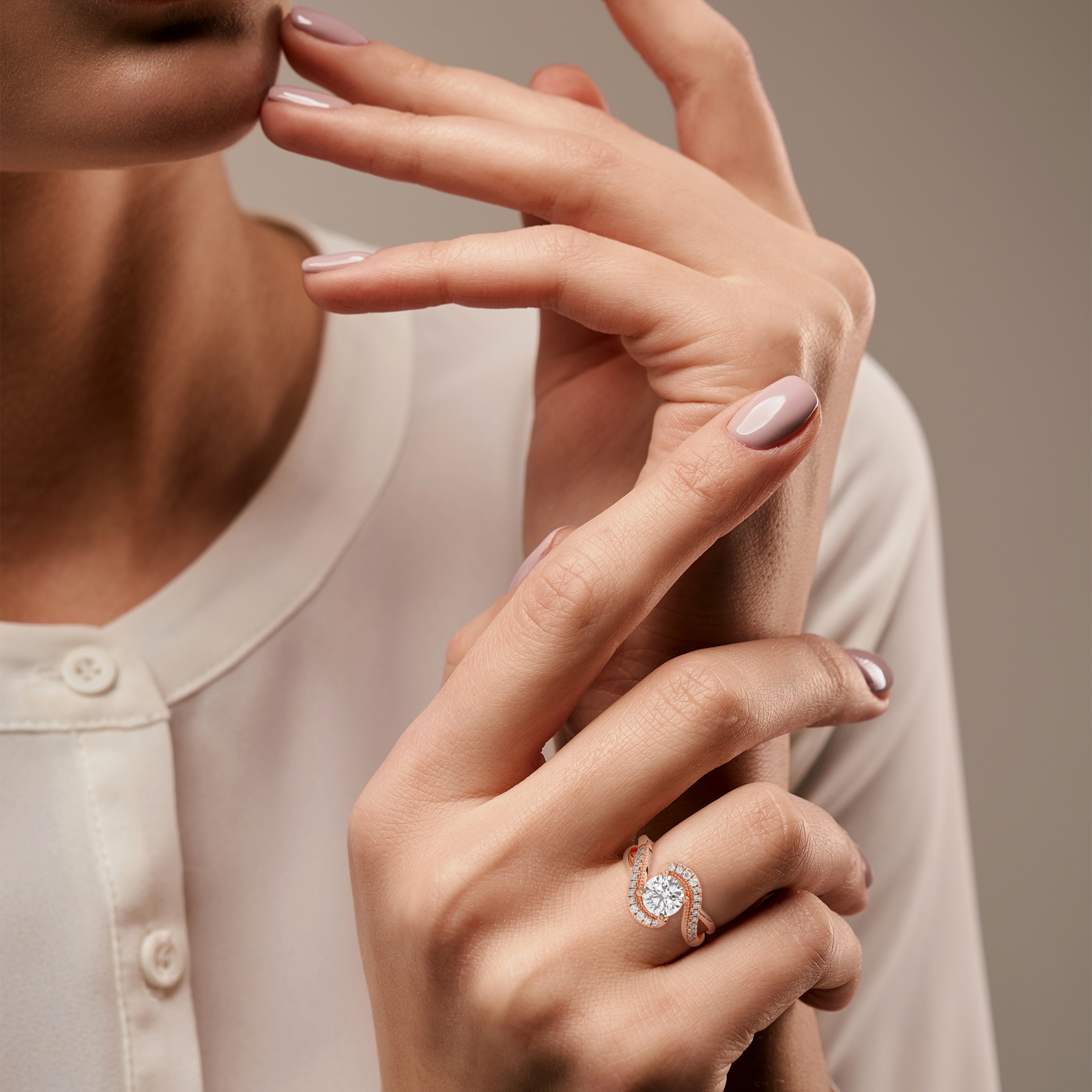Modern Halo Diamond Ring - Image 12