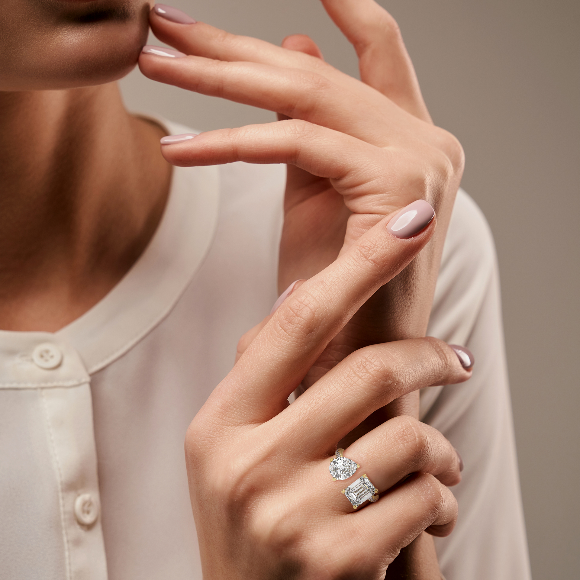 Dual Shape Solitaire Diamond Ring - Image 11