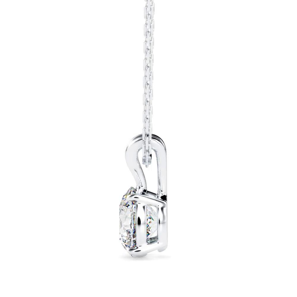Leaf Motif Diamond Pendant – White Gold Finish - Image 2