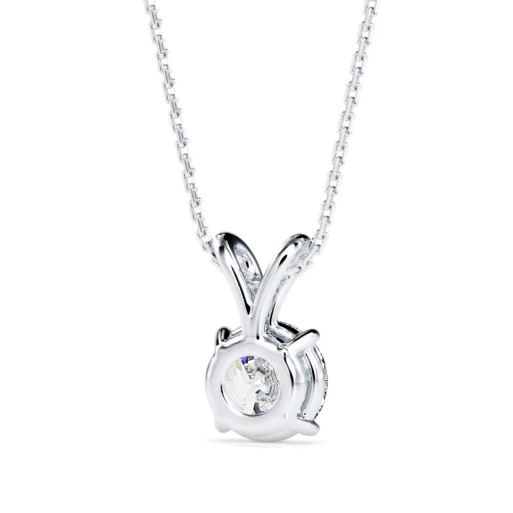 Leaf Motif Diamond Pendant – White Gold Finish - Image 3